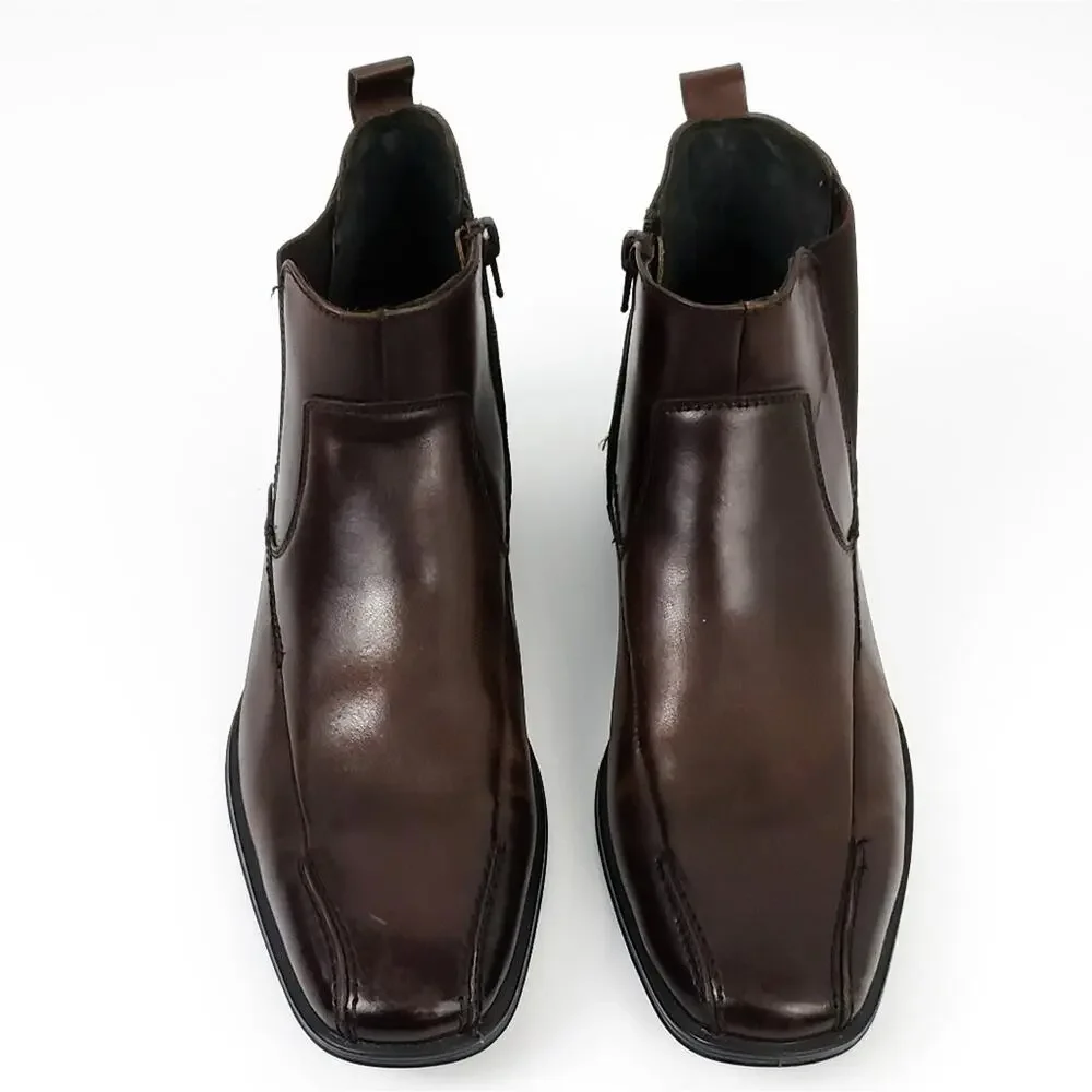 Stacy Adams Leather Boots Dark Brown 7.5 Chukka Side Zip Men Shoes Career Casual